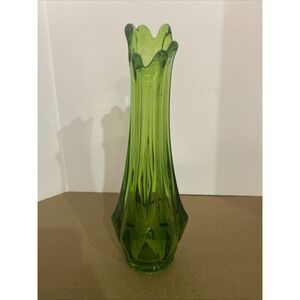 Vintage MCM L.E. Smith Or Kanawha? Green 9.5" Swung Vase Simplicity ribbed